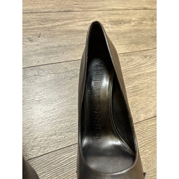 Karl Lagerfeld Paris Stiletto Heels Pointed Toe Leather Black Women's 10M/41B - Picture 7 of 12